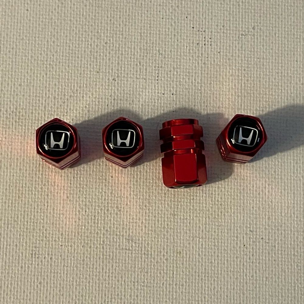 Honda Logo valve Stem caps in Red set of 4 NWT